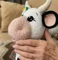 Cow Stacking Toy Amigurumi Pattern step 2 - assembly progress