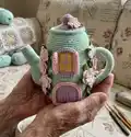 Spring Teapot House Amigurumi Pattern step 1 - construction progress